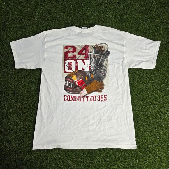 Firefighter Shirt Mens Large White Brotherhood Fireman white Vintage Y2K 2002 - Picture 1 of 14